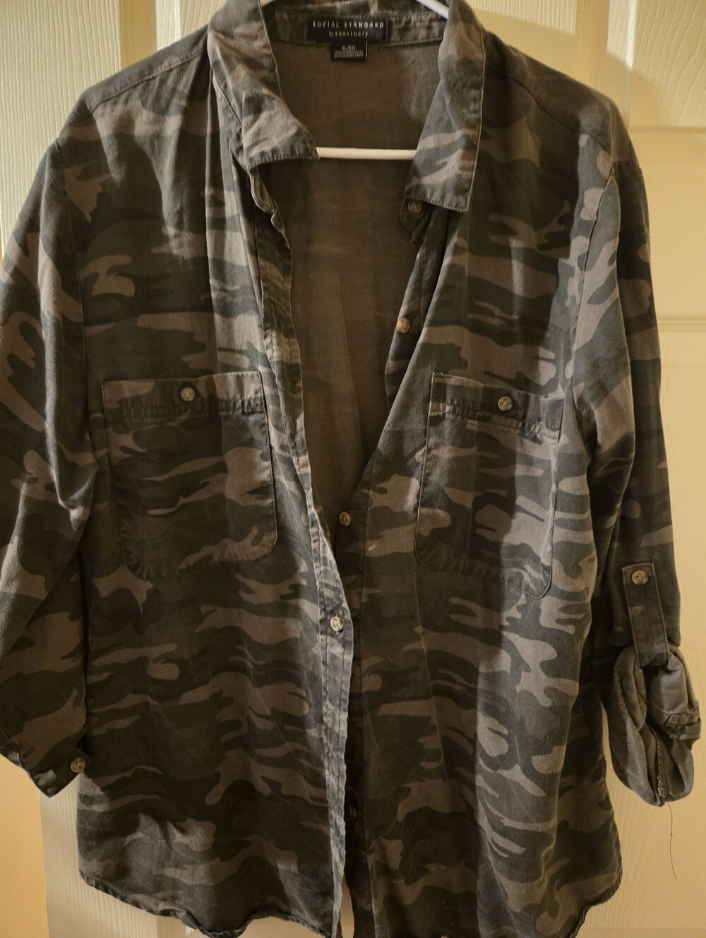 Olive Camo Button-Up Shirt Jacket
